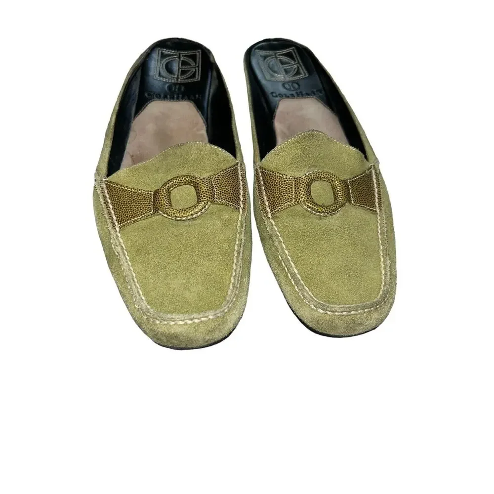 Cole Haan Air slip-on Mules suede‎ green loafer Size 7B Brazil